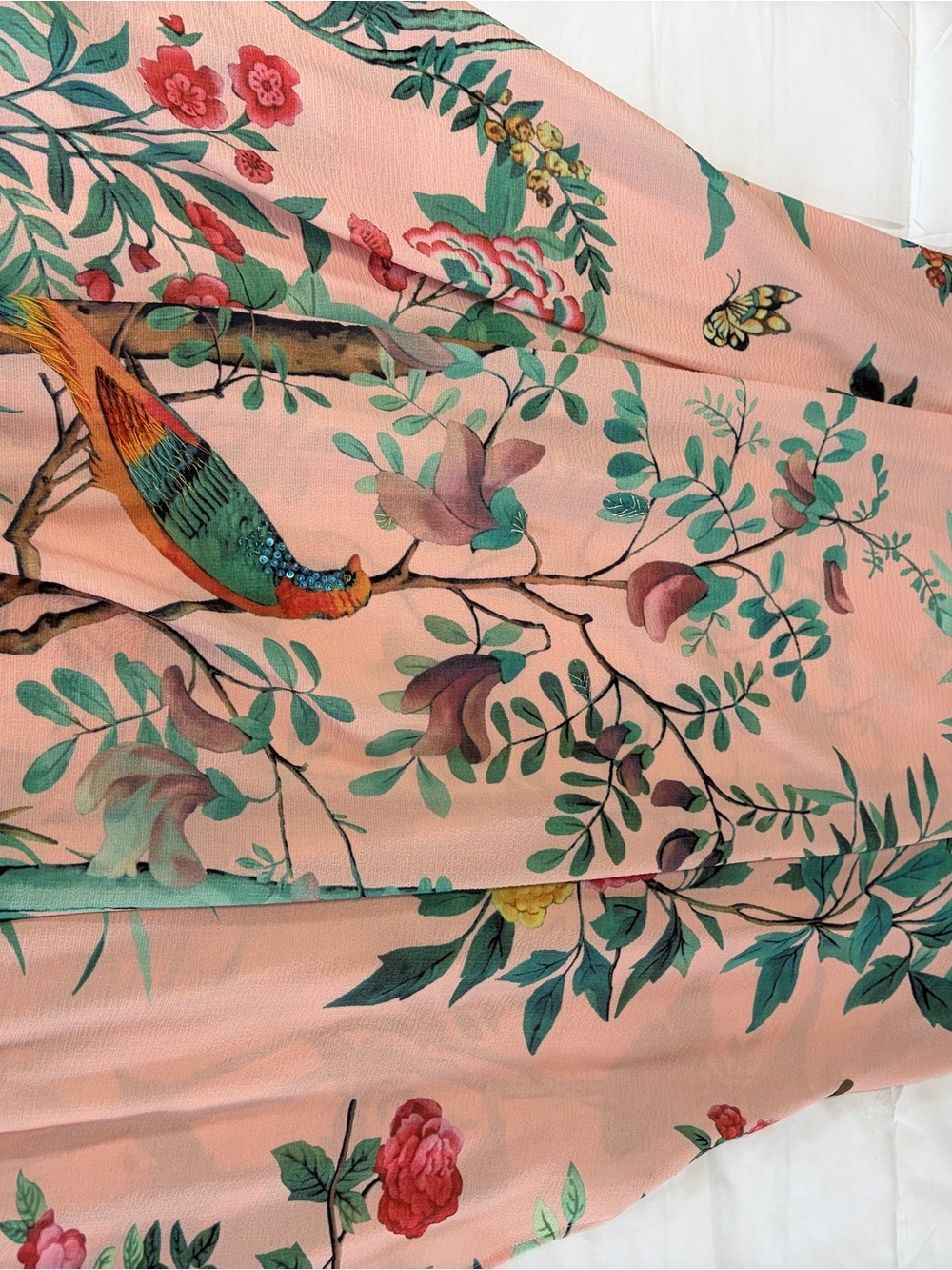 NWOT ArattaSilent Journey- Peach Botanical & Bird Print Maxi Skirt - Picture 6 of 16